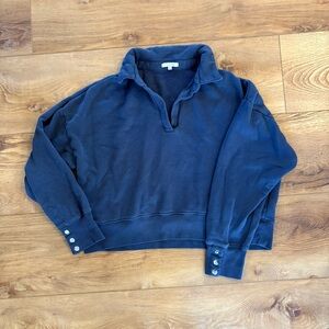 ⭐️3/$35 Z Supply Maeve Collar Henley Top Sweatshirt in Dark Blue Wash